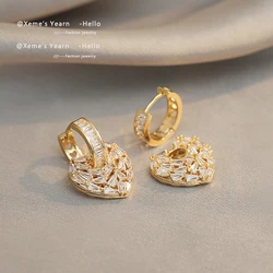 2025 Multi Wearing Method Luxury Zircon Inlaid Peach Heart Pendant Earrings Korean Jewelry For Womans Party Fashion Accessories