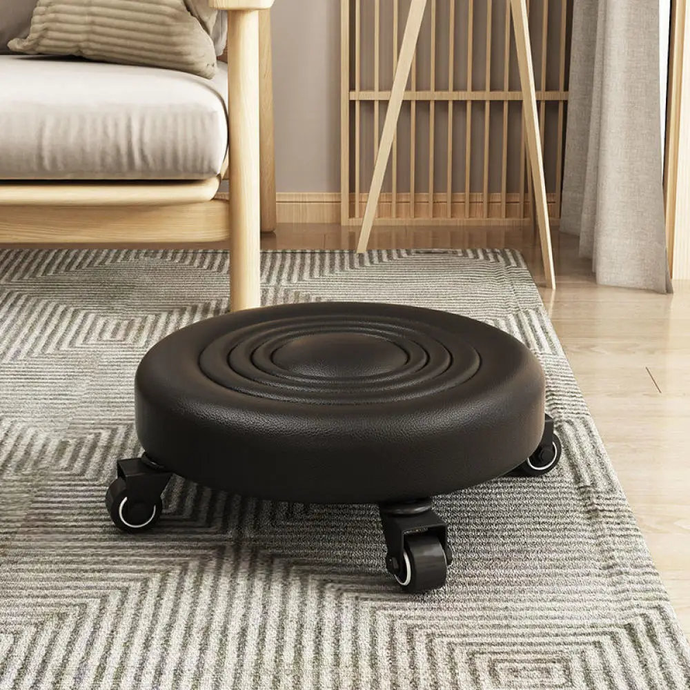 Mobile Rolling Stool Low Profile Seat With Casters For Cleaning Flooring Household Utility Chair Compact Design Stool