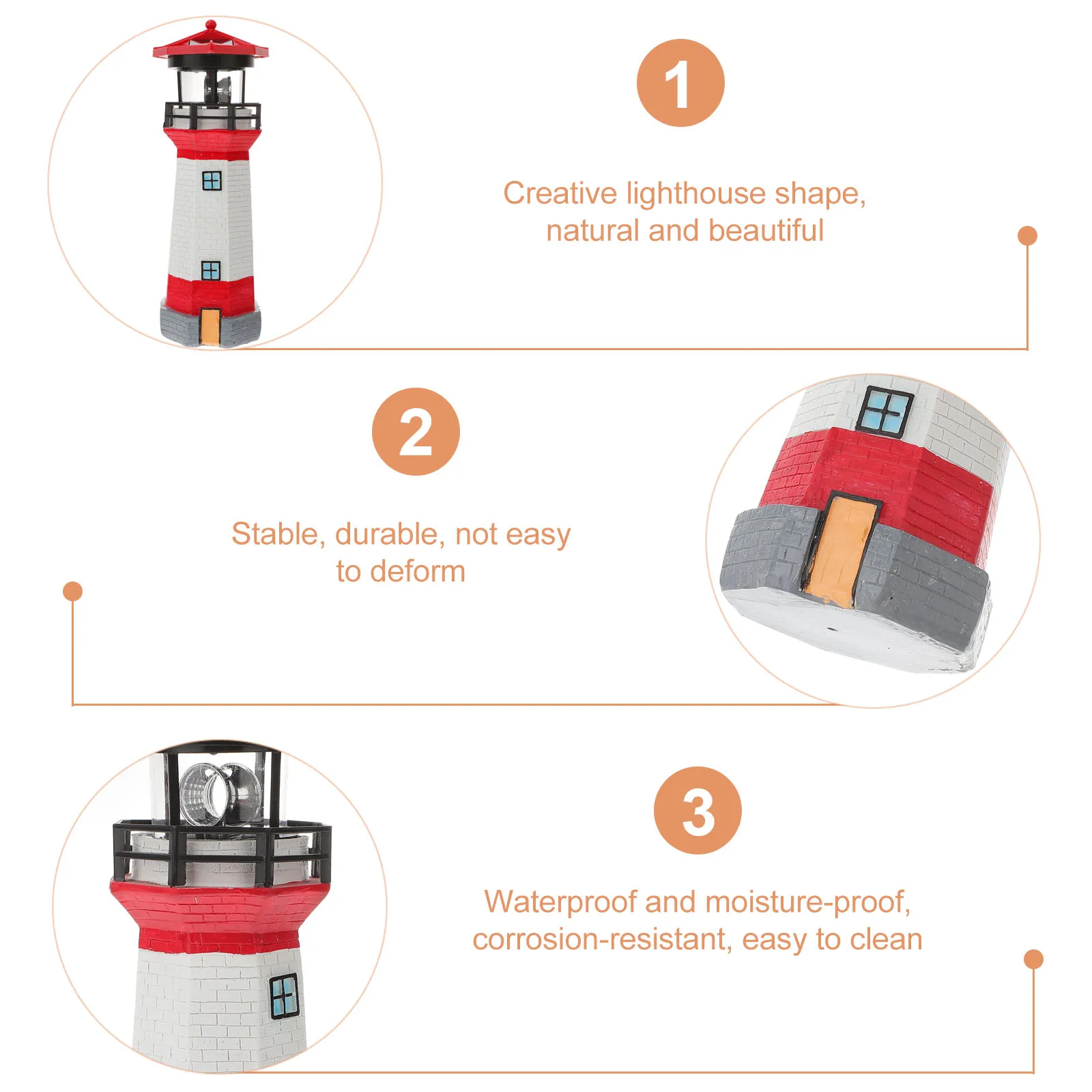 

Solar Lighthouse Statue Decorative Garden Light Resin Outdoor Solar Lights Decorative Garden Durable Weather Resistant Lovely