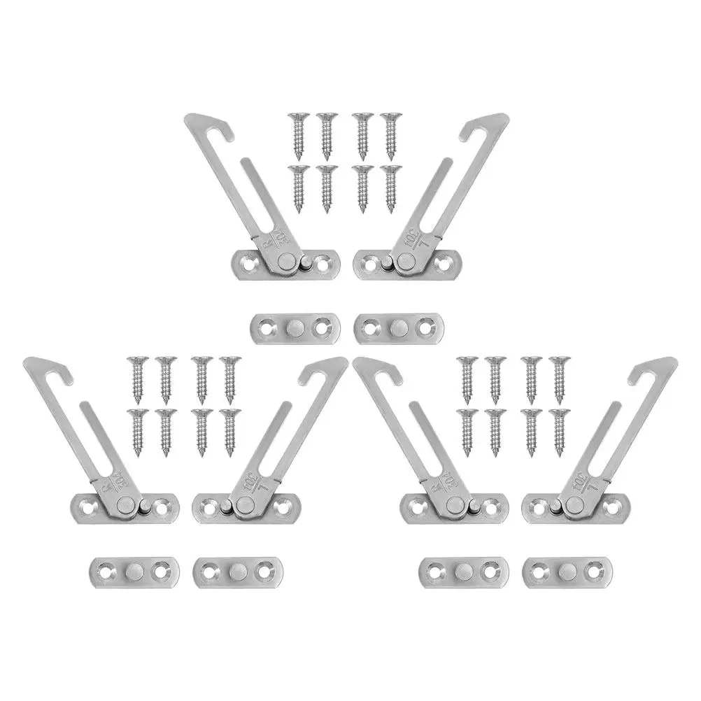 6Pcs Stainless Steel Window Restrictor Casement Window Safety Lock Device for Home Office Protection Control