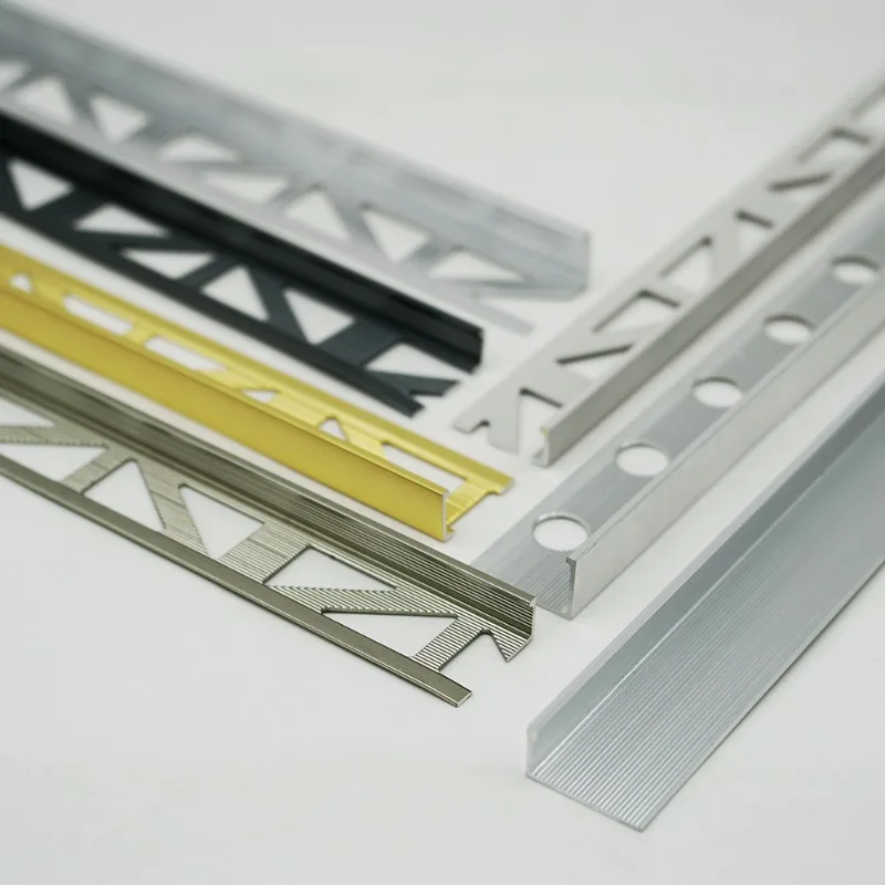 Customizable extruded aluminum profiles Modern L-shaped aluminum corner tiles Decorative apartment Metal tile transition