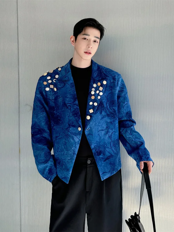 

Мужской пиджак свободного кроя с множеством пуговиц, для выступлений и повседневной носки, из полиэстера, с полной подкладкой