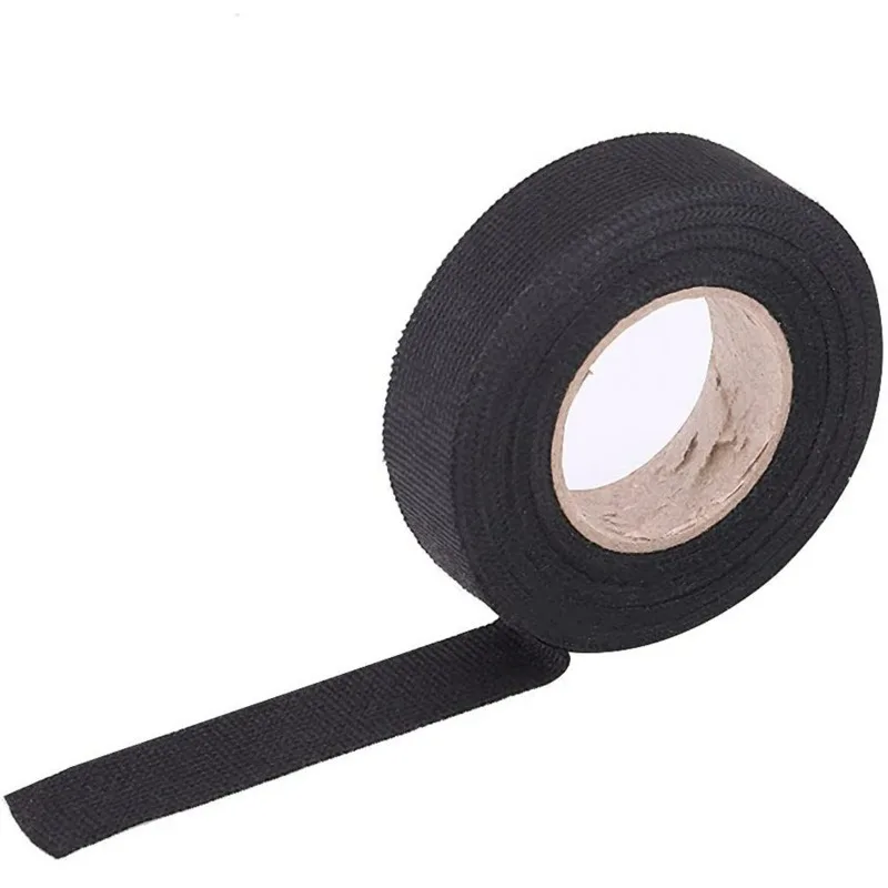 Black Automotive Wiring Harness Tape, Self‑adhesive Fabric Tape for Car Motorcycle Wire Harness Protection