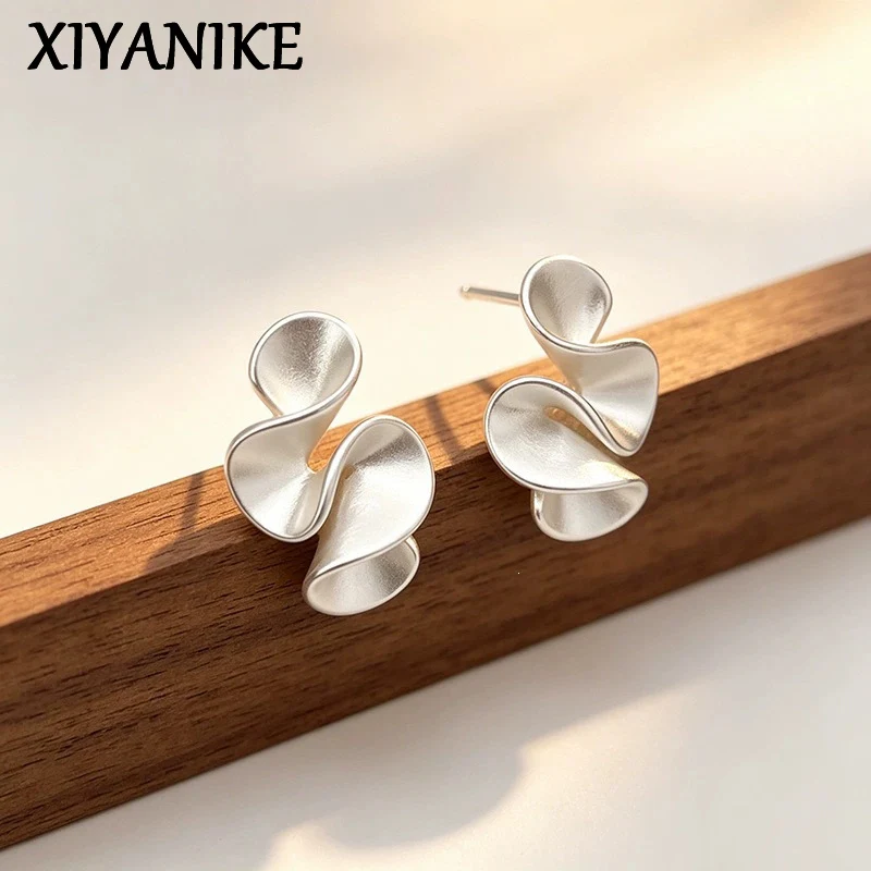 XIYANIKE Cream Flower Ruffled Edge Ear Stud Earrings For Women Girl Fashion New Jewelry Accessories Gift Party серьги женские