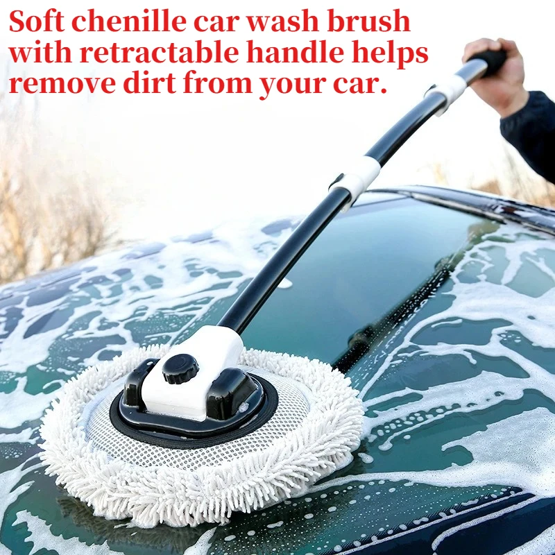 

Мягкая щетка для мойки автомобиля из синели, щетка для чистки автомобиля, телескопическая швабра с длинной ручкой, принадлежности для мытья окон автомобиля, прочные и долговечные.