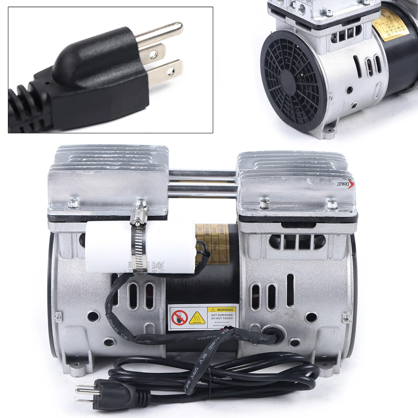 Imagem -05 - Bomba de Vácuo Livre de Óleo do Micro Diafragma do ar 550w Pistão Oilless Industrial Motor Elétrico 1400 Rpm