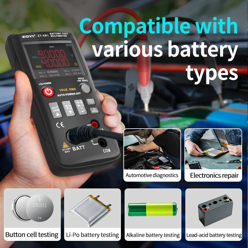 ZOYI ZT-XR1 High Precision 2-in-1 Battery Internal Resistance Tester Voltage Resistance Meter for 18650 Li-ion Lead Acid Battery
