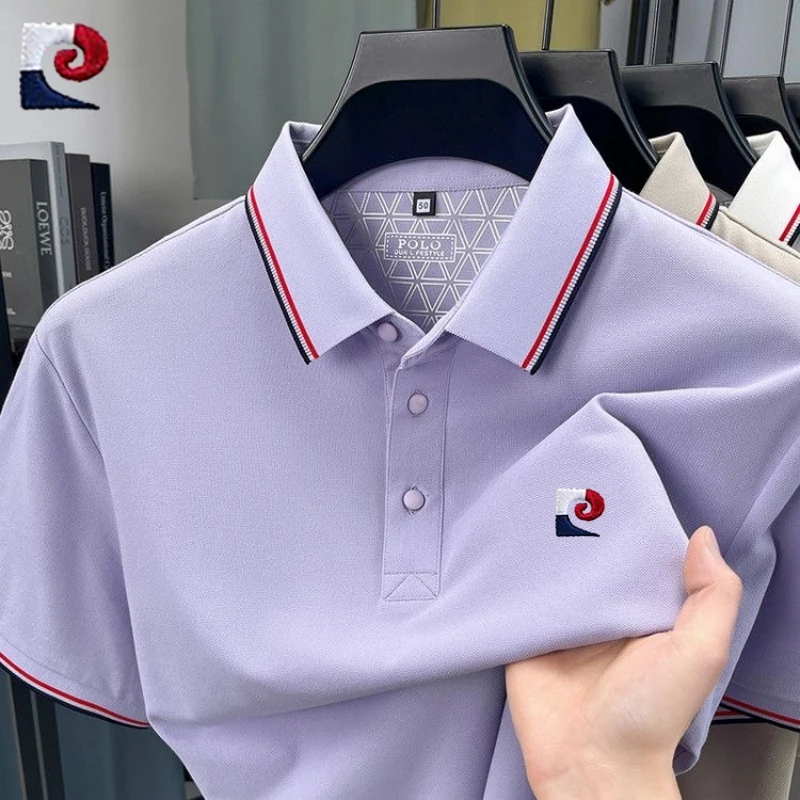 

New summer high-quality polo shirt for men, fashionable and casual, moisture absorbing, breathable and cool top