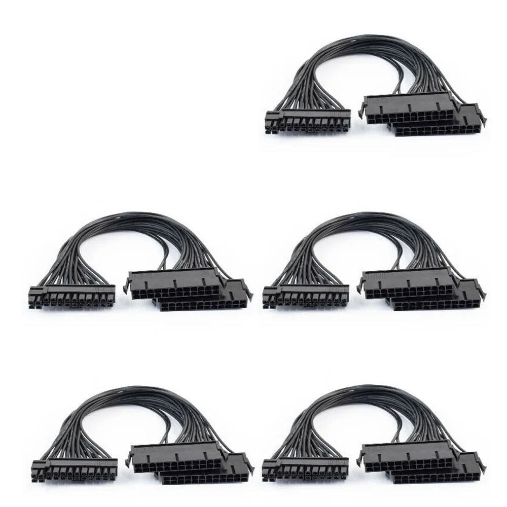 5-Pack 24Pin Dual PSU ATX Sync Power Supply Adapter Cable for Ether Mining 30cm