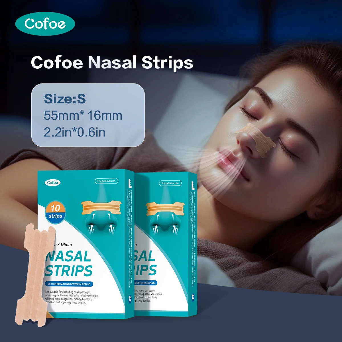 COFOE 100/50/30/10PCS Nose Strips Extra Strength Nasal Strips for Adults Better Sleep Non-Invasive Anti Snoring Strips