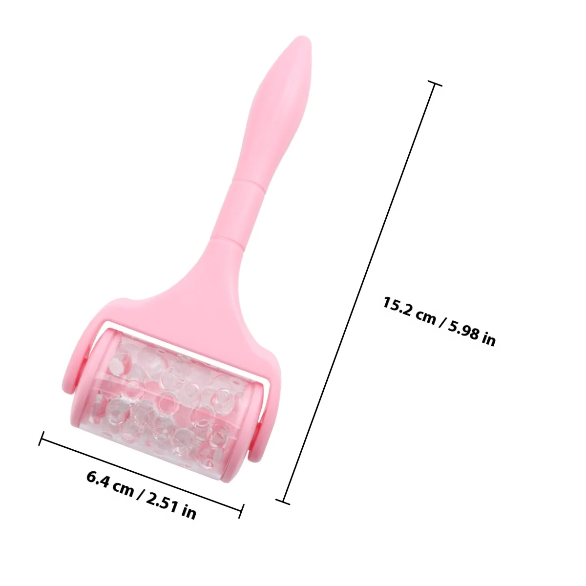 1 st Ice Facial Massager Draagbare Lifting Tool Roze Handvat Transparante Kralen Zorg Apparaat Roller Draagbare Gezicht