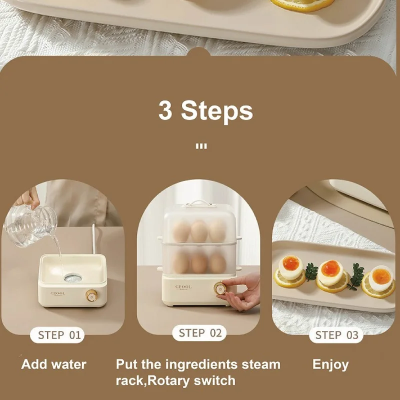 200 واط عنبر آلة طهي البيض متعددة الوظائف طبقة مزدوجة باخرة كهربائية السيارات خارج السلطة المنزل آلة الإفطار السريع سخان الطعام