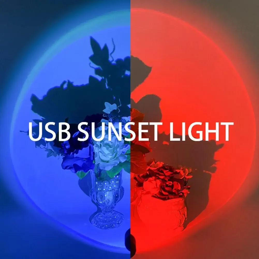 Sunset Lamp USB Night Light Projector for Home Photography and Decor - Monochrome/7 Colors Atmosphere Lighting