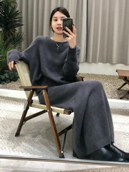 Lazy Two-piece Sets Matching Sets Soft Knitted Sweater Long Skirt Autumn Winter Suit New Streetwear Long Sleeve Tops Skirt Chic