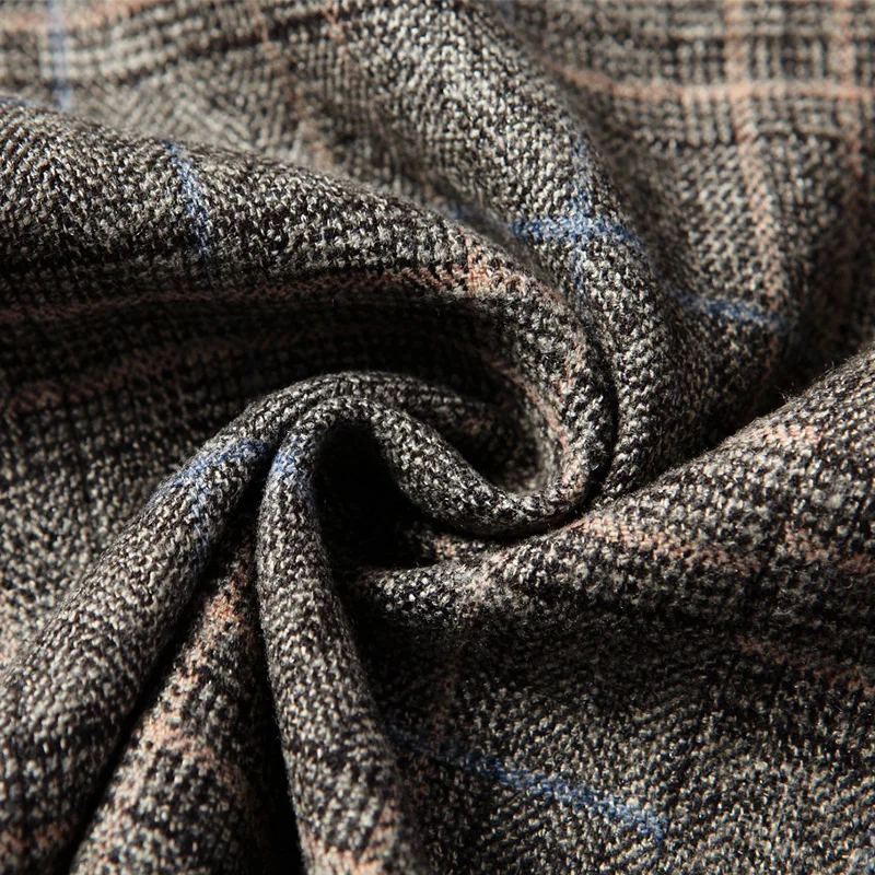 BROWON-Blazer Slim Fit à carreaux pour hommes, manches longues, blazer décontracté intelligent, manteau de mariage, vêtements pour hommes,
