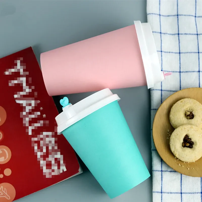 

50pcs High quality thick pink disposable coffee cup wedding birthday party favors couple drinking milk tea juice cups with lids