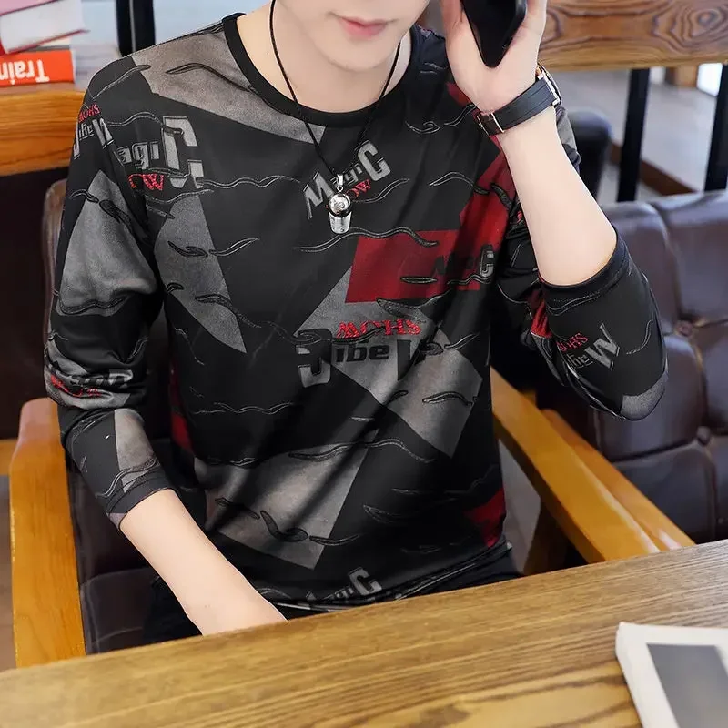 Baggy Slim Fit Male Pullover Long Sleeve Men's T-shirts Tight Sweatshirt Emo Designer Full Tops Quotes Harajuku Fashion Size New - view 5