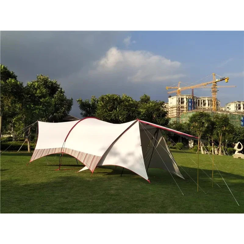 Single Pole Habi with Extend Wall UV Awning Outdoor Ultra-high Habe Sunshade Picnic Canopy Multi-person Tent with Wear-resistant