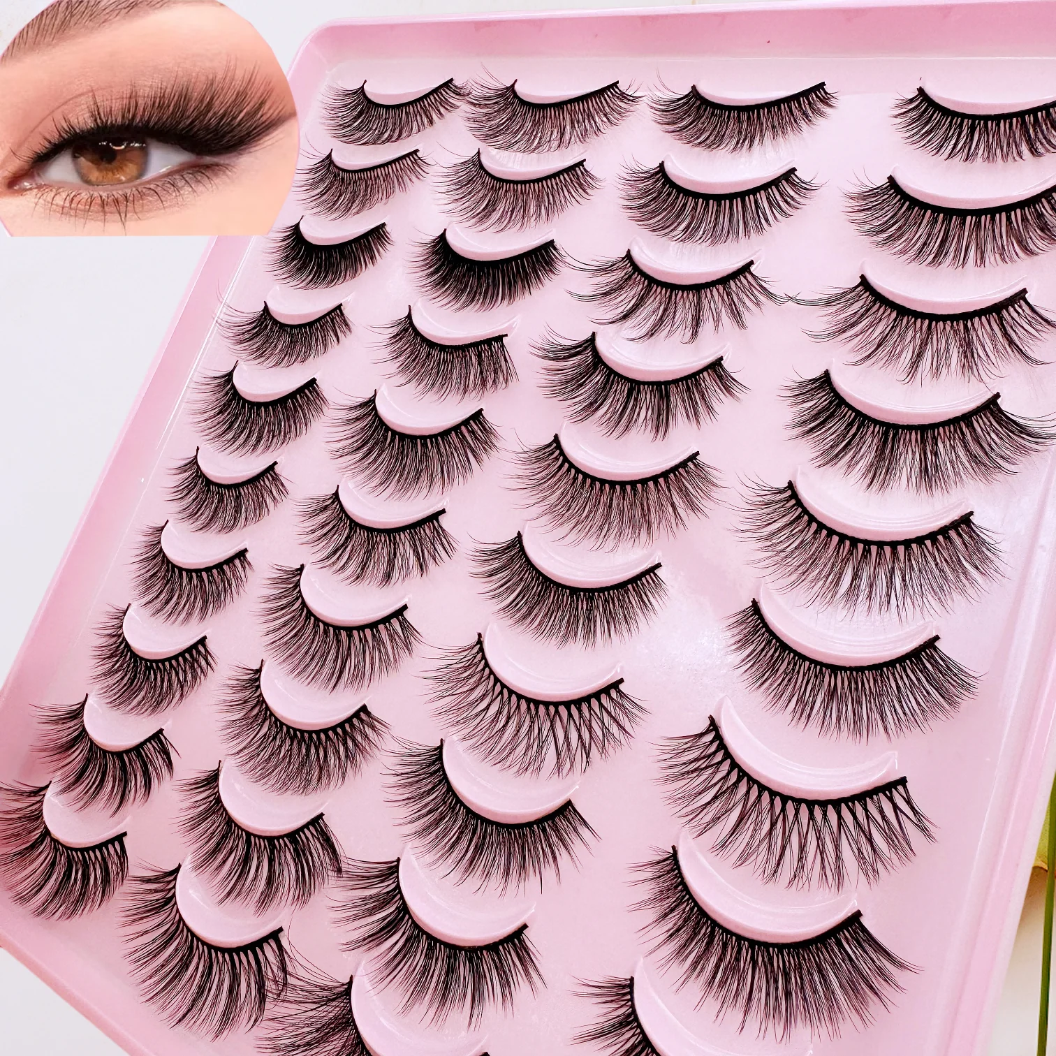 20г Neeva's Pestañas Postizas Sintéticas Naturales Mixes 3D Gruesas and Largas Desordenadas Reutilizables