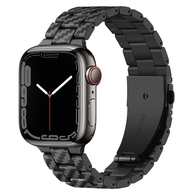 Carbon Fiber Strap For Apple Watch Band 45mm 44mm 42mm 41mm 40mm 38mm Lightweight Link Bracelet belt iWatch Series 5 4 3 6 SE 7