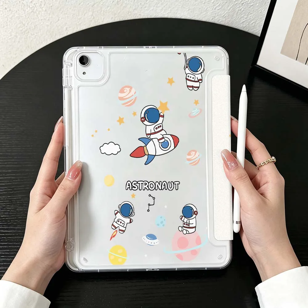 Astronaut Space Case For iPad Mini Pro Air 5 6 7 8 9 10th 11th 11 9.7 10.9 13 inch Transparent Y-Shaped Folding Tablet
