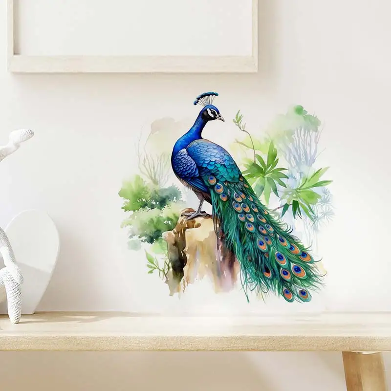 Beautiful Watercolor Peacock Wall Stickers Bedroom  Room Background Decoration Mural Animals Home Decor Art Decals Sticker S112