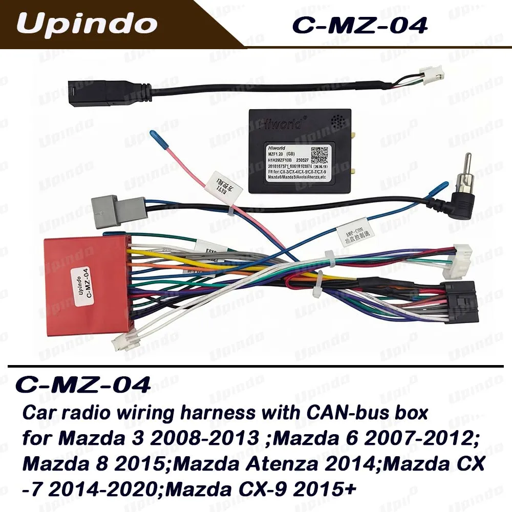 Car Android Radio Power Wiring Harness CAN-Bus Adapter Stereo Head Unit Cable For Mazda 3 6 8 Atenza CX-7 CX-9