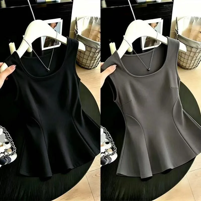 Women's Loose Cotton Tank Top Sleeveless Summer New Style Big Size Conceal Belly Inner Wear Base Layer Tank Top