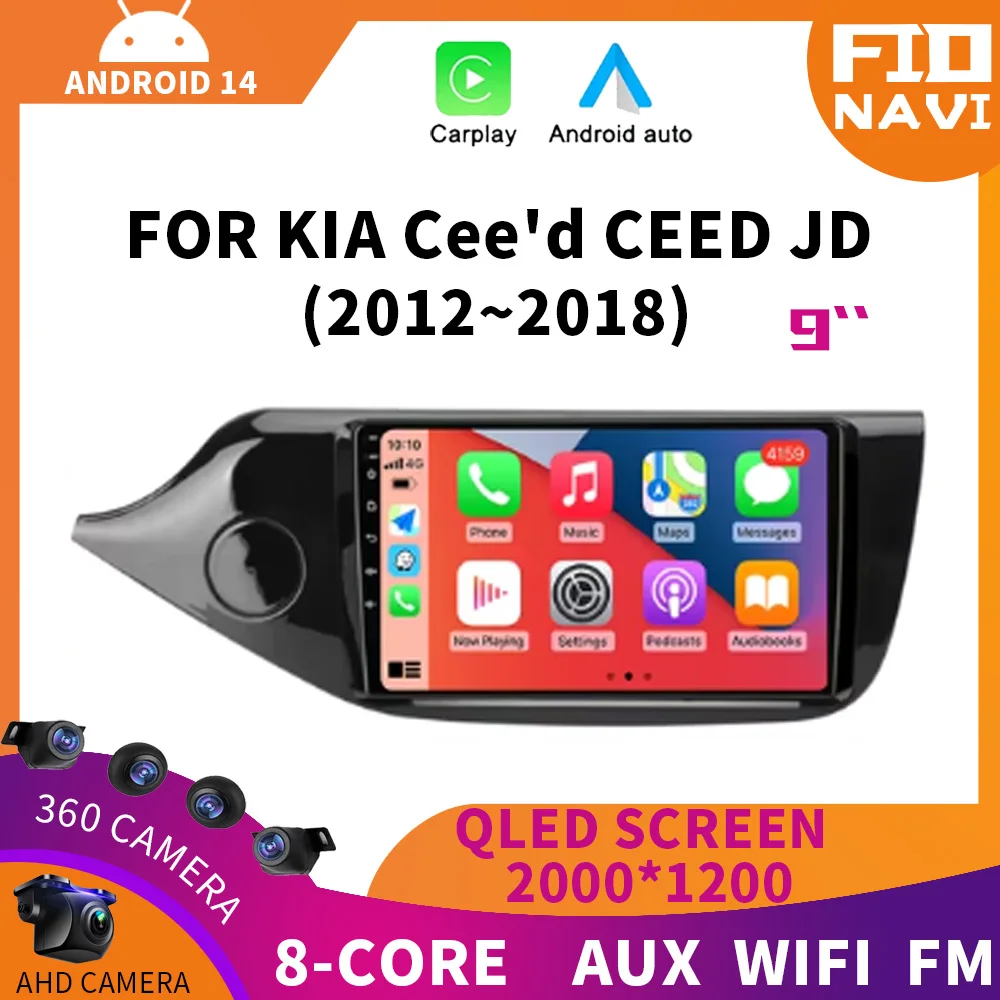 

din 4G Android 14 DSP Car Radio Multimidia Video Player For KIA Cee'd CEED JD 2012-2018 Navigation GPS 2 din RDS Carplay