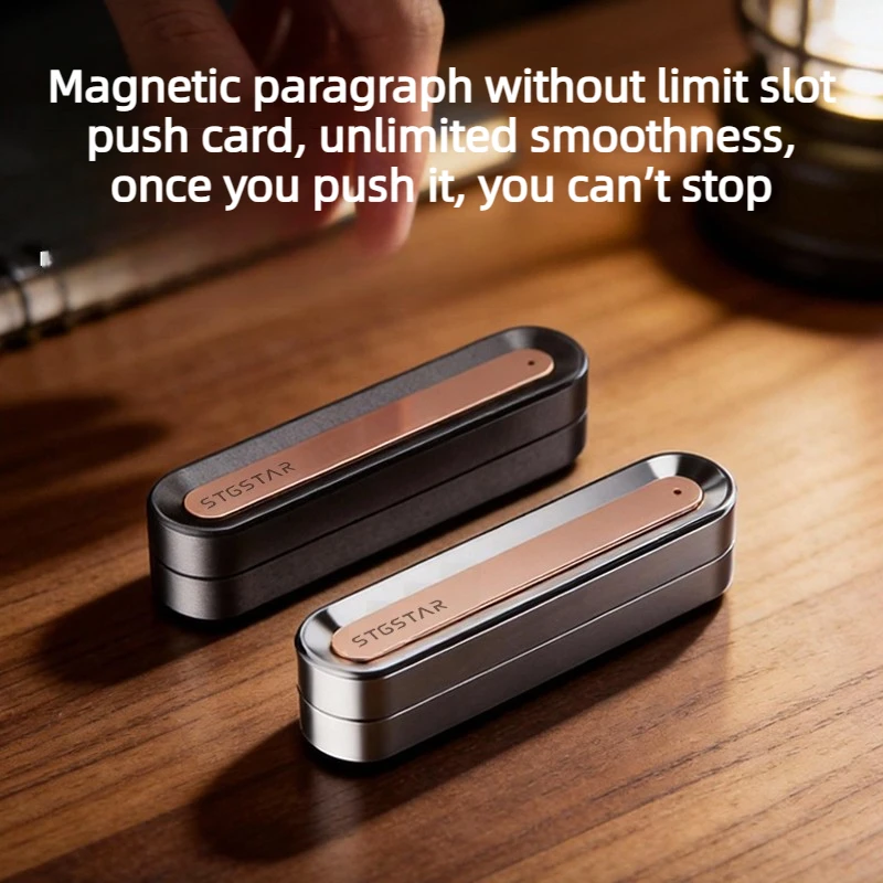 Spystar EDC New Magnetic Segmented Stainless Steel Unlimited Position Smooth Fingertip Push Card Decompression Toy