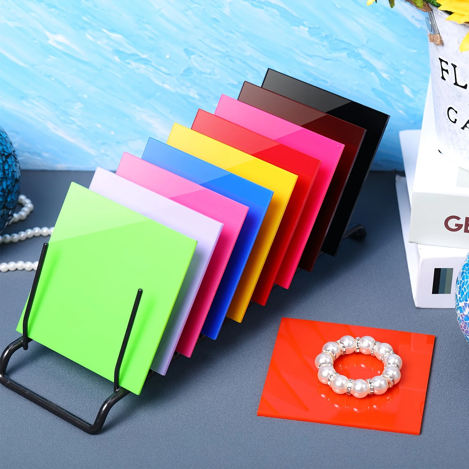 5pcs Colored Acrylic Sheets 3mm Thick Cast Opaque Acrylic Sheets with Protective Paper for Art DIY Crafts Display Decoration