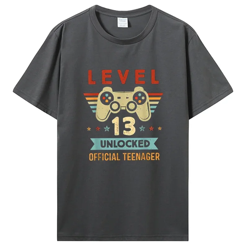 Level 13 Unlocked Official Teenager Birthday Gamer T-Shirt Men Cotton Tshirt Clothing Oversized Graphic T Shirt Tees