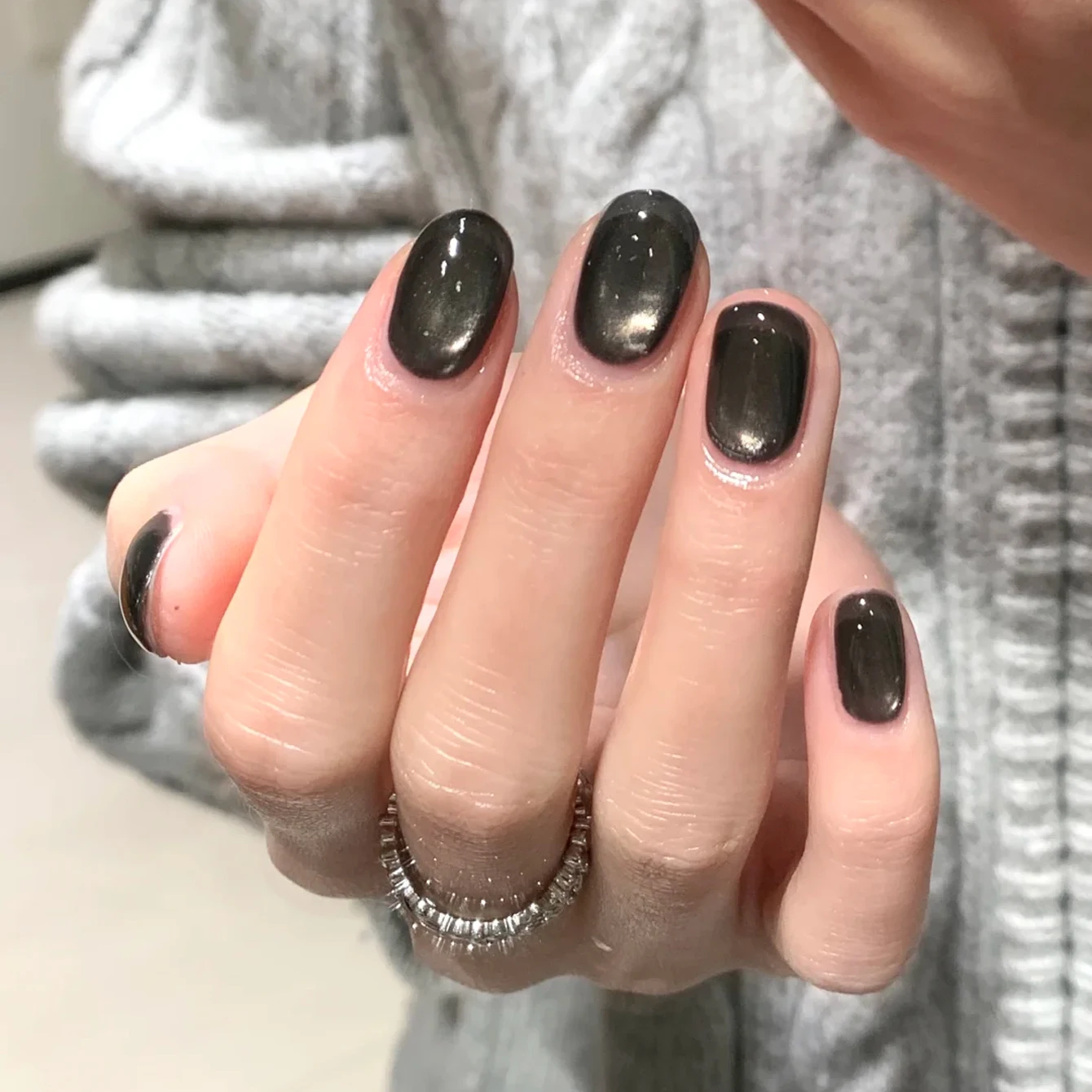 Nail Art Cat Eye Simple - Dark Angel Black Glass Bead Cat