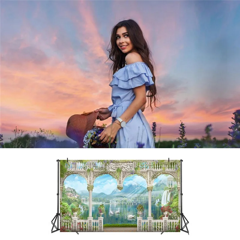 

Practical-210X150cm Group Photo European Style Landscape Portable Party Gathering Photography Background Cloth