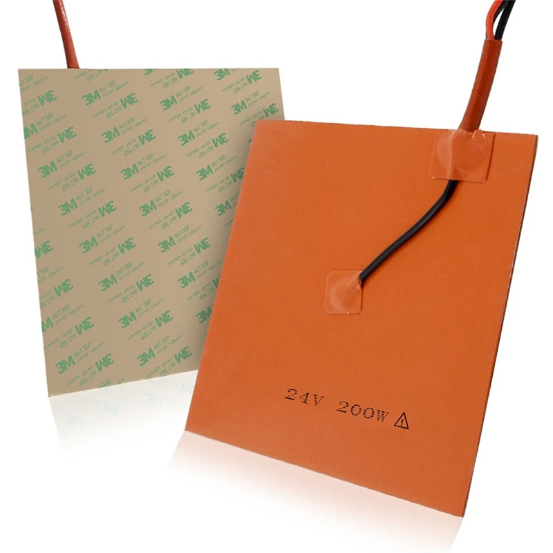 Tappetino riscaldante per letto riscaldato in silicone impermeabile 200MM 300MM 12V 24V 220V per Ender3 CR10 Letto caldo 200/350/500/600W Parte stampante 3D