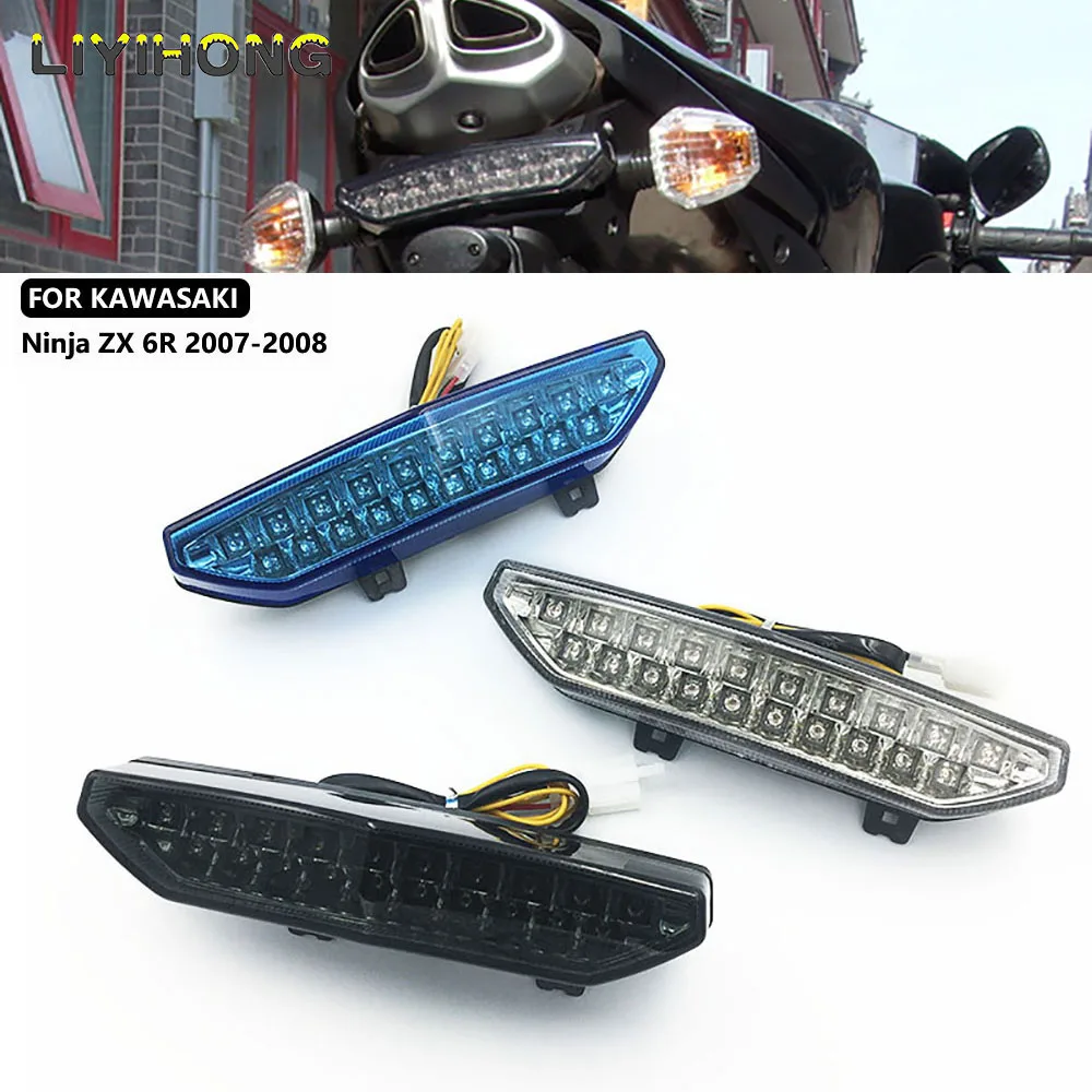 For Kawasaki Ninja ZX-6R ZX6R 2007 2008 ZG14 Concours ZRX1200 Daeg Rear Tail Light Brake Turn Signals Integrated LED Light