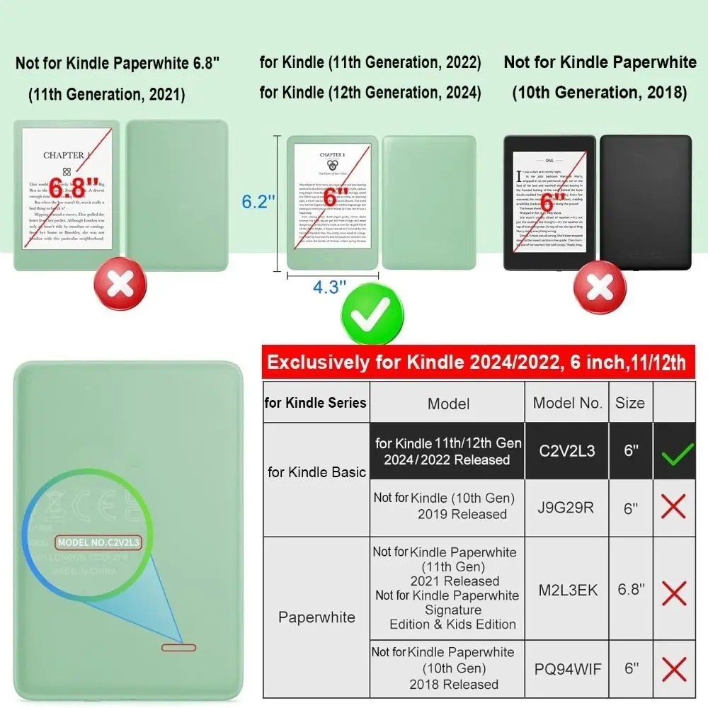 Nova e-reader capa protetora de couro caso auto sleep/wake escudo protetor completo kindle 2024/2024 lançado 11/12th geração