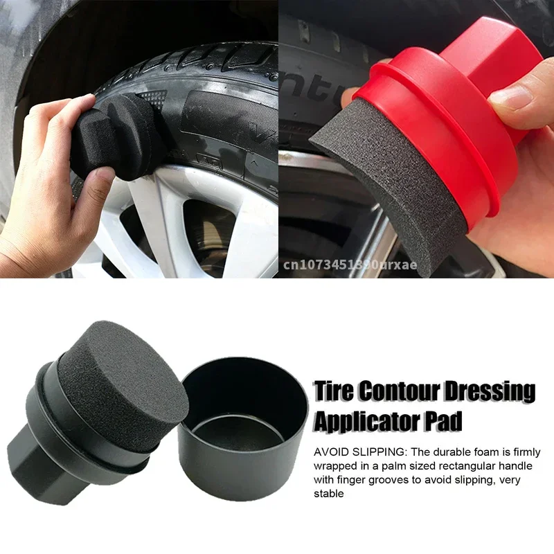 Car Tire Waxing Sponge with Cover Car Wash Cleaning Tire Contouring Applicator Pad Tire Cleaning Tool Car Detailing Brush