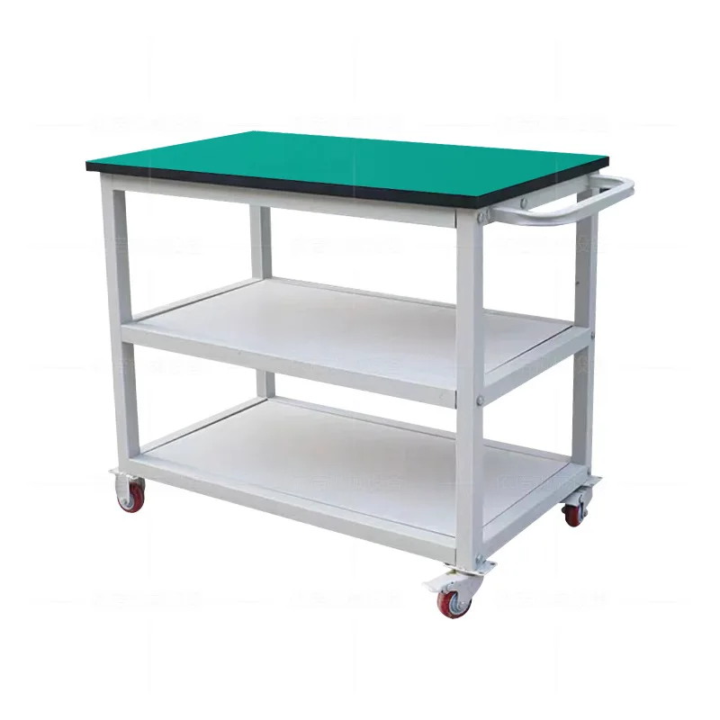 Movable workbench two-layer anti-static trolley multi-functional turnover cart warehouse workshop wheeled trolley