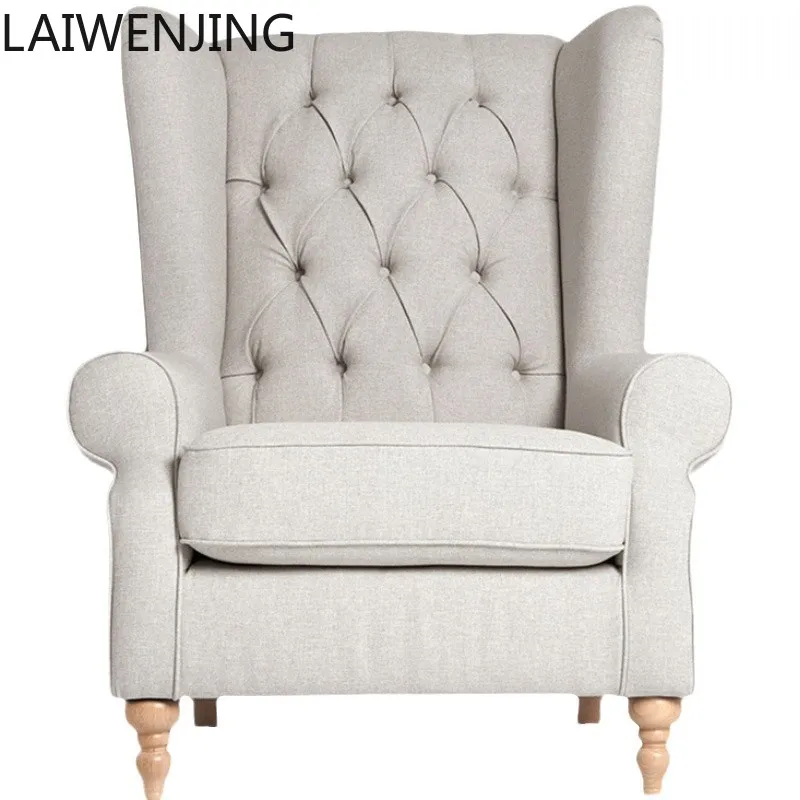 HLZ rural single sofa chair pull buckle fabric retro small apartment high back leisure chair balcony single chair