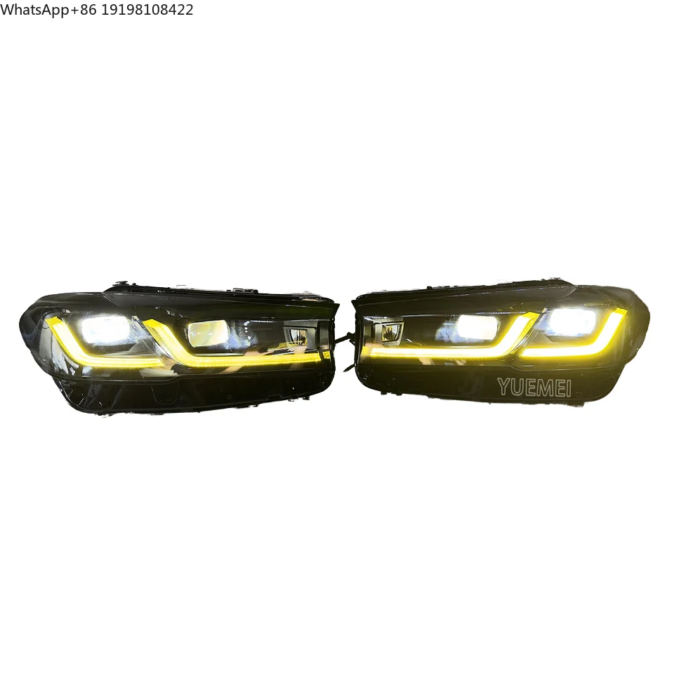 Suitable for BMW 5 Series G30 LCI Black Shadow Color and Yellow White Switching DRL LED Headlights
