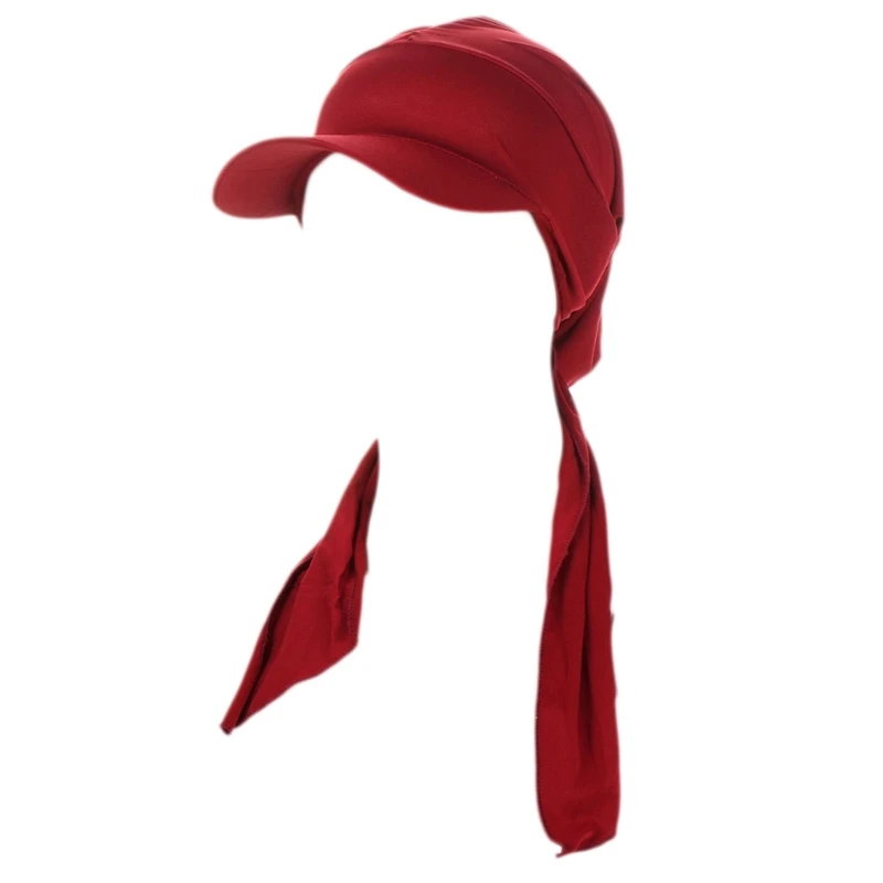 Fashion Hijabs for Women Muslim Soft Stretch Wrap Headwear Hat Cancer Chemo Turban Caps Back Ties Closure Dropshipping