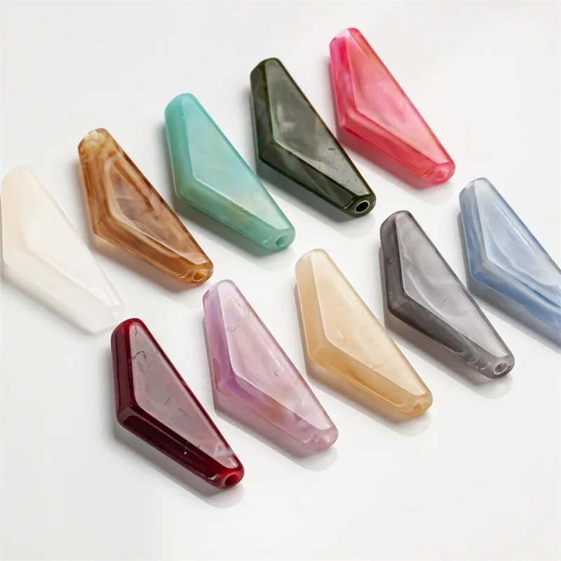 Wholesale 50ocs/lot color pattern print geometry Triangle shape resin diy jewelry garment hair accessory