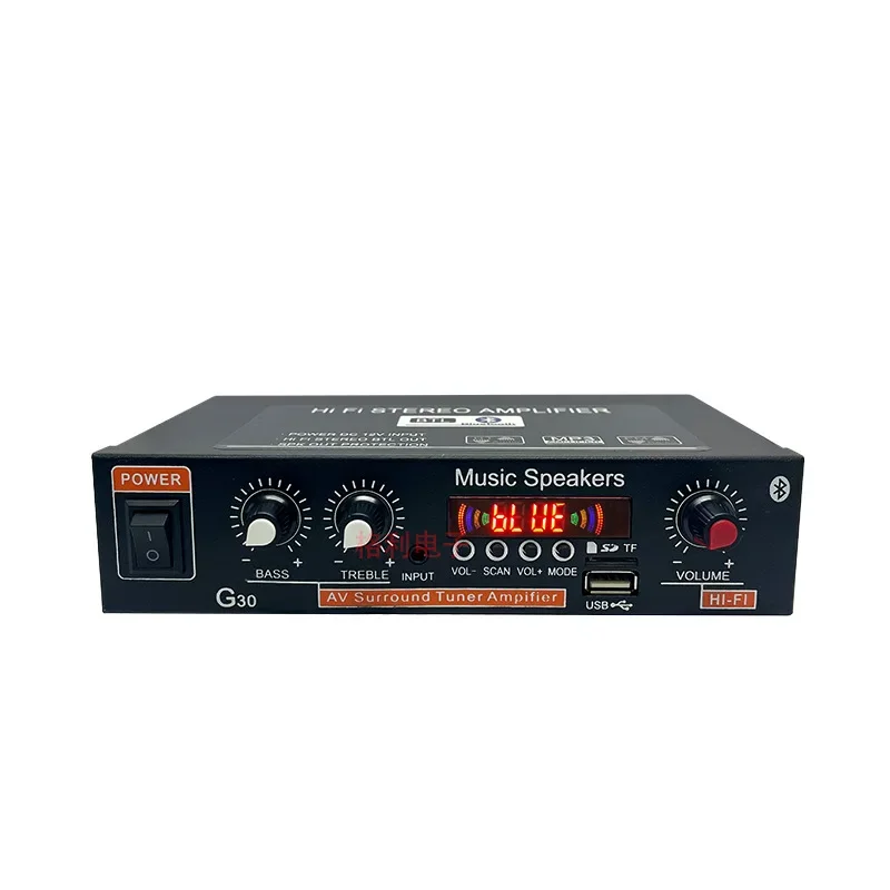 DurableG30 Car Bluetooth Power Amplifier 2 Channel 12V Remote Control TF Card U Disk Multi-purpose Intelligent Digital Power Amp
