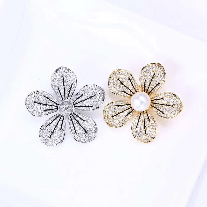

Copper Plated Real Gold, Pearl Brooch Accessories Empty Holder, Electroplated Color-preserving Brooch Pin Flower DIY Accessories
