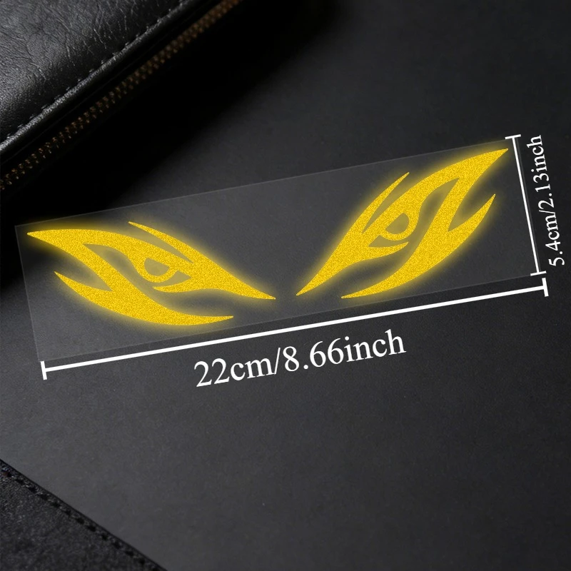 1Pair Reflective Demon Eyes Motorcycle Stickers Waterproof for Motorbike Headlight Fuel Tank Front Fairing Modification Decals