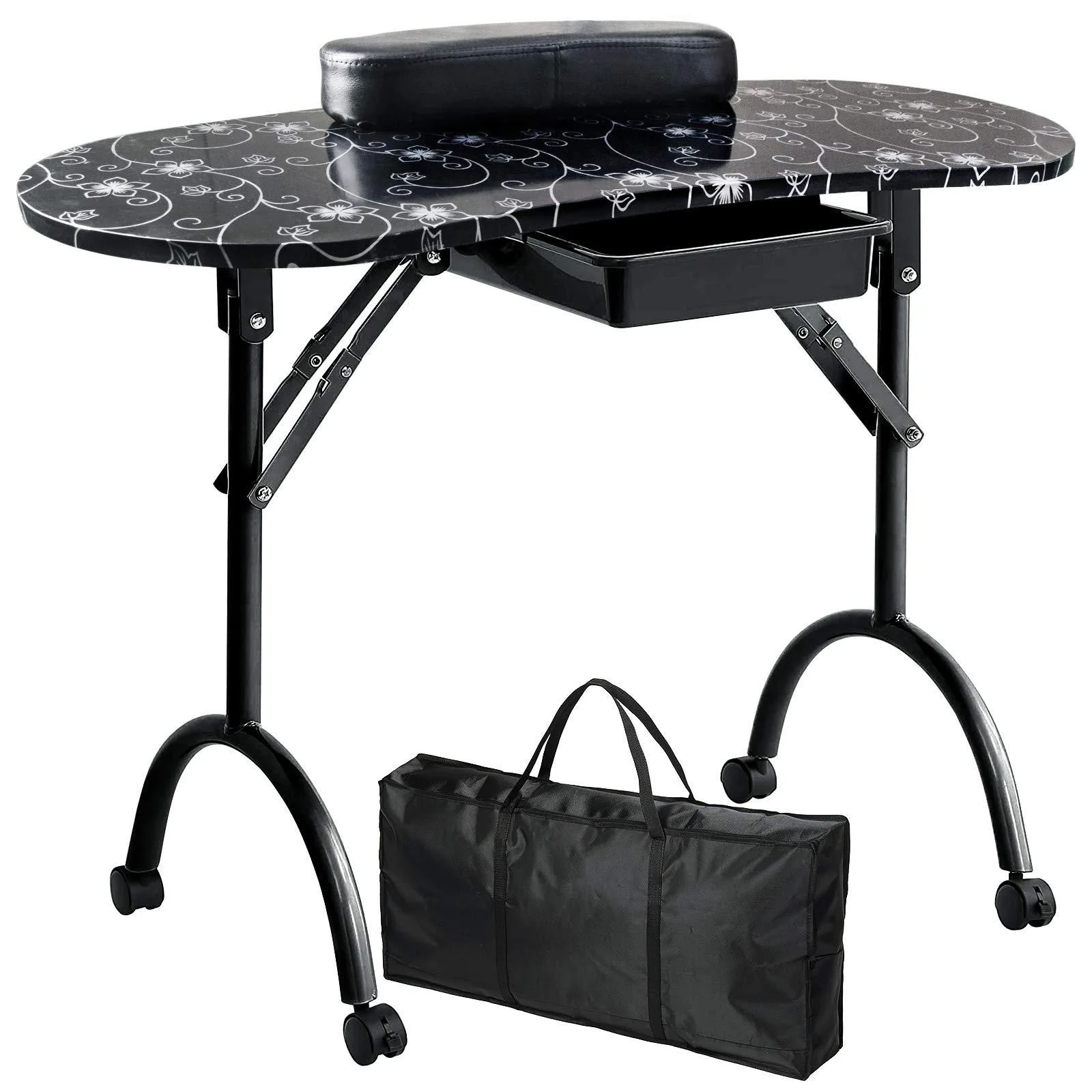 Beauty Salon Furniture Portable Folding Iron Frame Nail Table