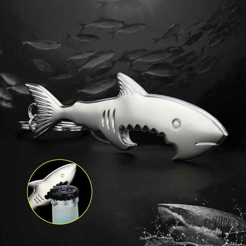 Sea ocean shark beer bottle opener key chain shark bottle opener keychain multifunction jewelry gift key cover factory promotion