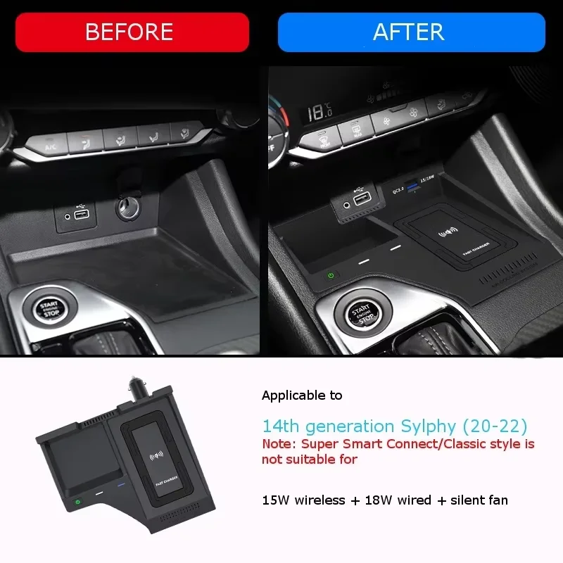 

for Nissan 14th Generation Sylphy 20-23 Car Wireless Charger Original Car Interior Upgrade Modified Mobile Phone Charging Pad