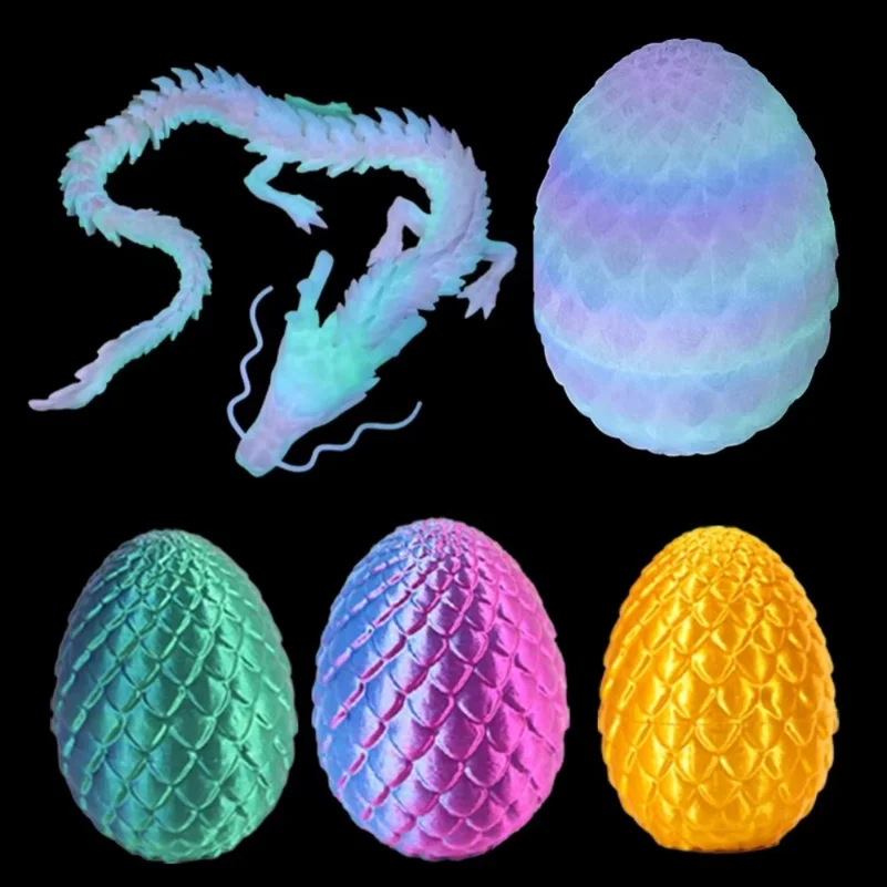 3D Printed Dragon Egg, Articulated Flexible Dragon Toy, Movable Joints Figurine, Chinese Dragon Model, Car Ornament, Desktop Hom